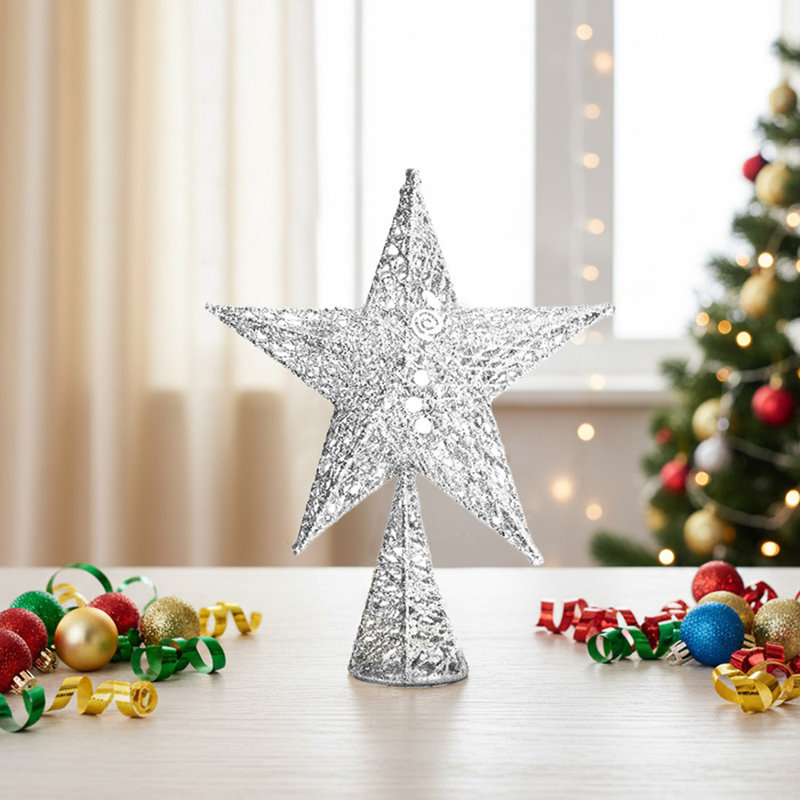 Metal Other Tree Topper, Silver, 40cm H x 30cm W x 30cm D