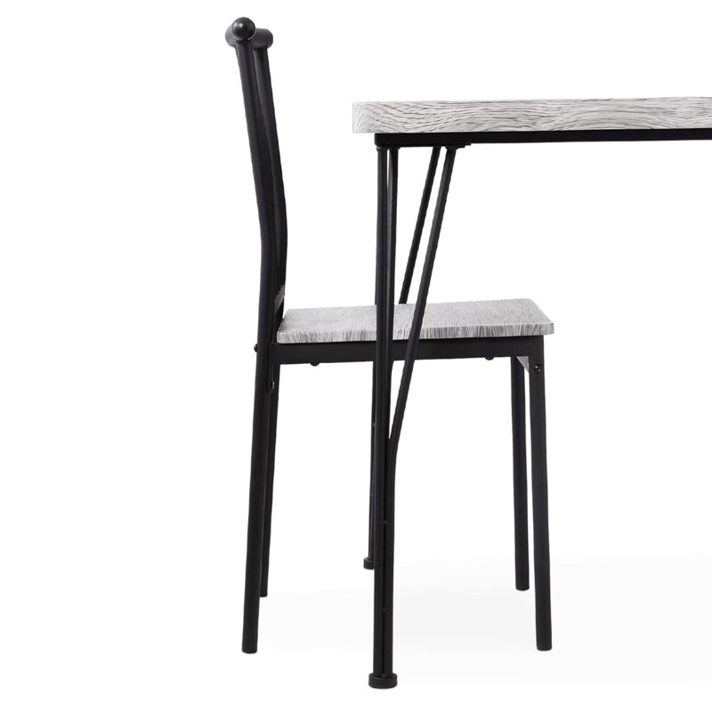 Gray Metal and Wood 5-Piece Rectangular Dining Set with 4 Chairs