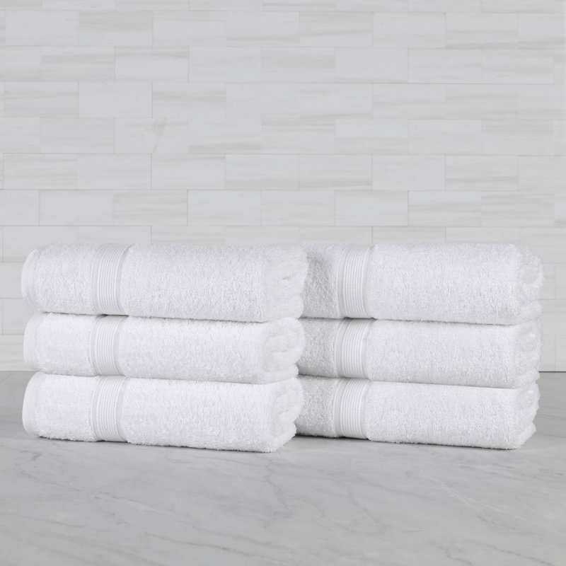 Ensemble de serviettes en coton biologique Lyndon, Blanc, Ensemble de 6 serviettes à main