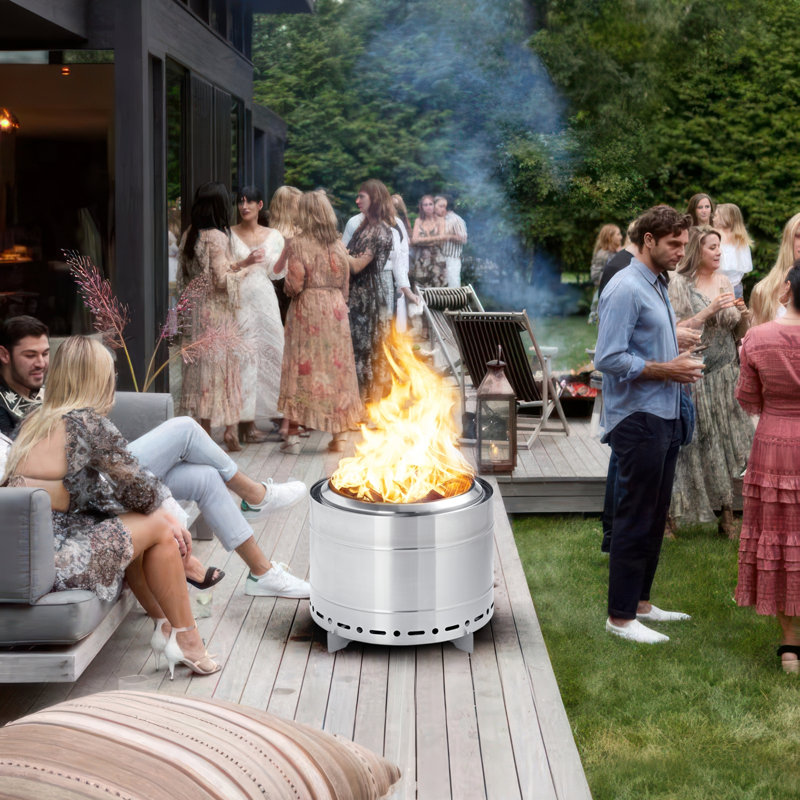 Shouse Stainless Steel Smokeless Fire Pit, Low Smoke Outdoor Fire Pit, 16.5" H x 22" W x 22" D, Silver