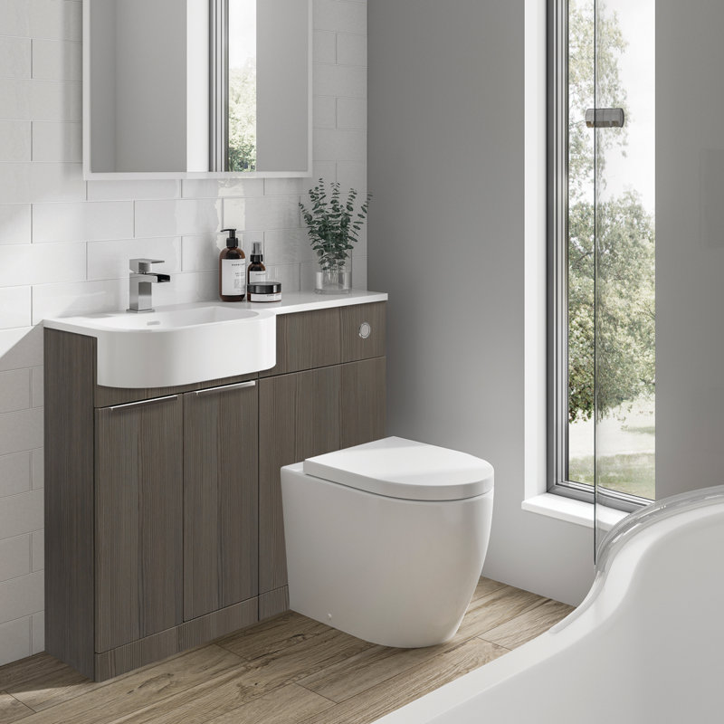 1000mm Combined Vanity Unit with Toilet Included, Brown