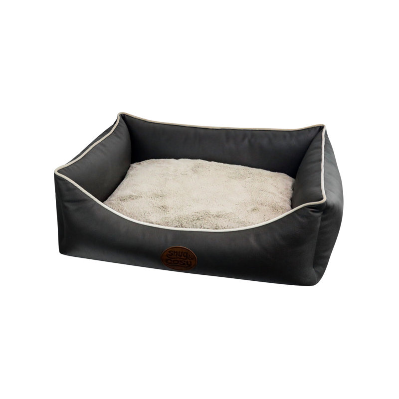 Faux Leather Pet Bed, Slate