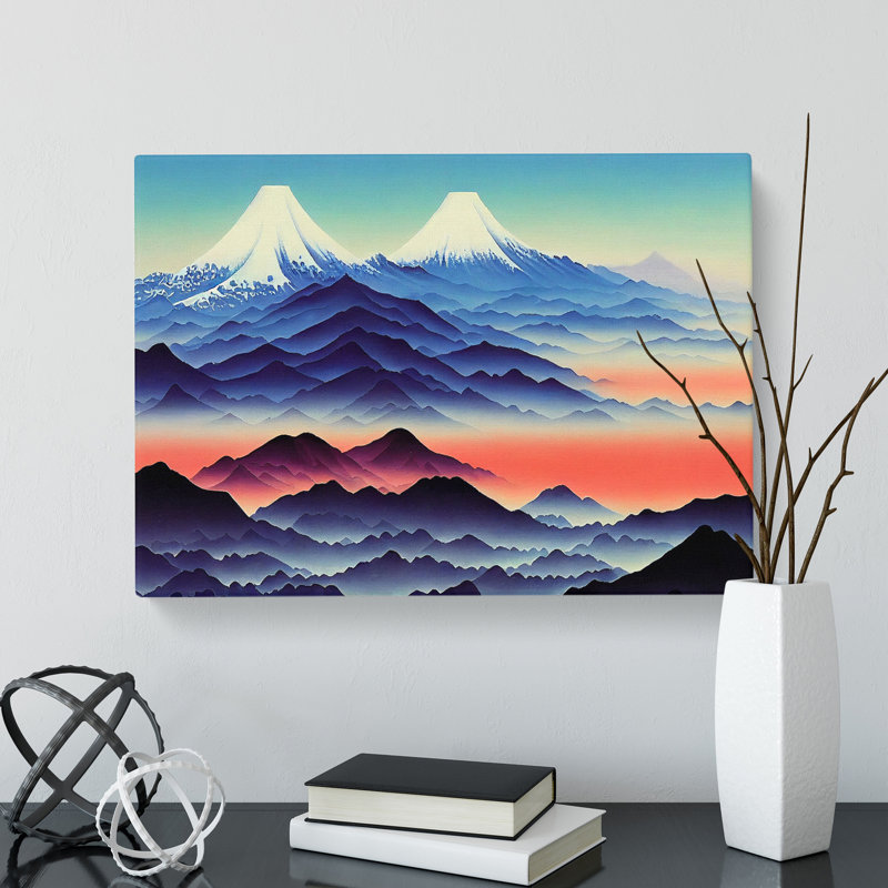 Painted Japanese Mountains Vol.7 - Wrapped Canvas Print, 35cm H x 50cm W x 3cm D