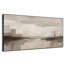 Très grand art mural imprimé sur toile - Misty Harbor, paysage minimaliste, décoration de salon beige-130842439