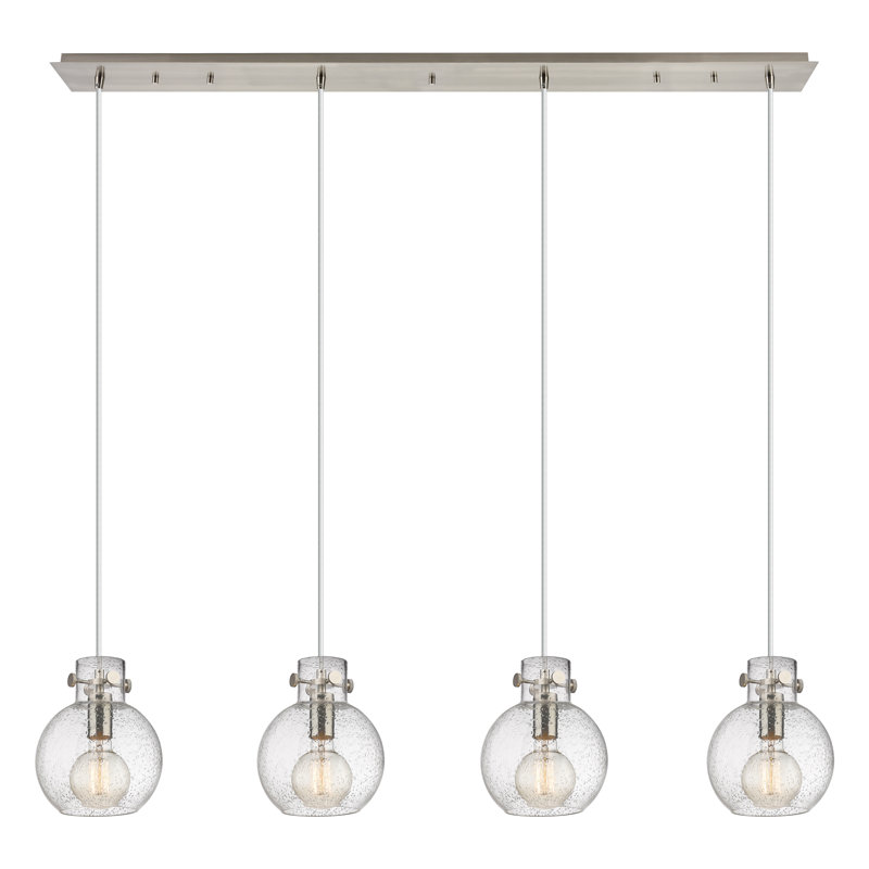 Luminaire suspendu sphère 4 lumières Amrith, Grainé, Nickel satiné brossé