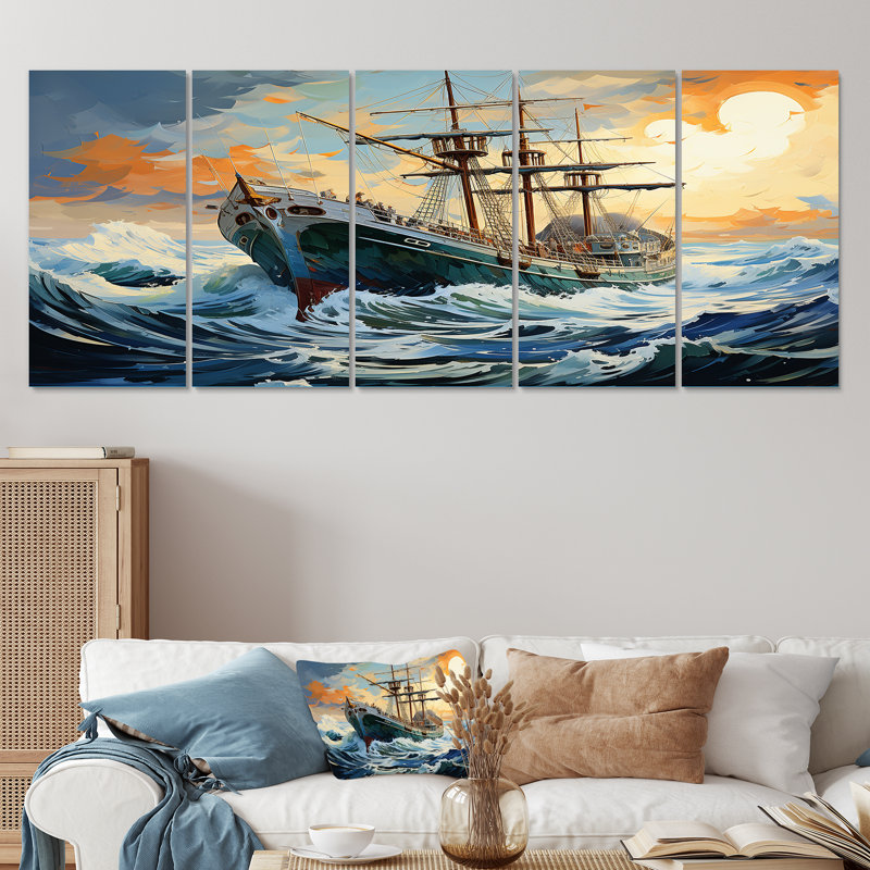 The Pirate Boat Odyssey S Voyage II - Classics, art mural 5 pièces, H 28 po x l 60 po