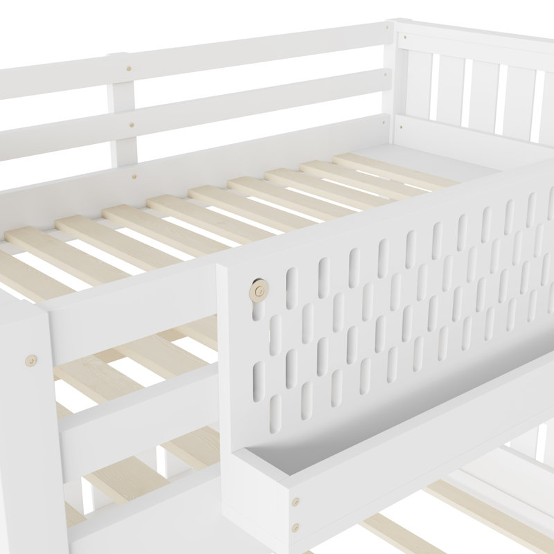 Lits superposés en bois peu encombrants avec rangement, conception blanche moderne pour maison familiale