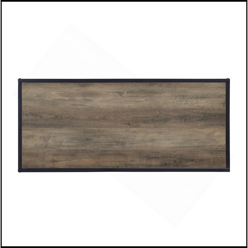 Rectangular Coffee Table With  1 Tier Shelf, Rustic Oak And Black