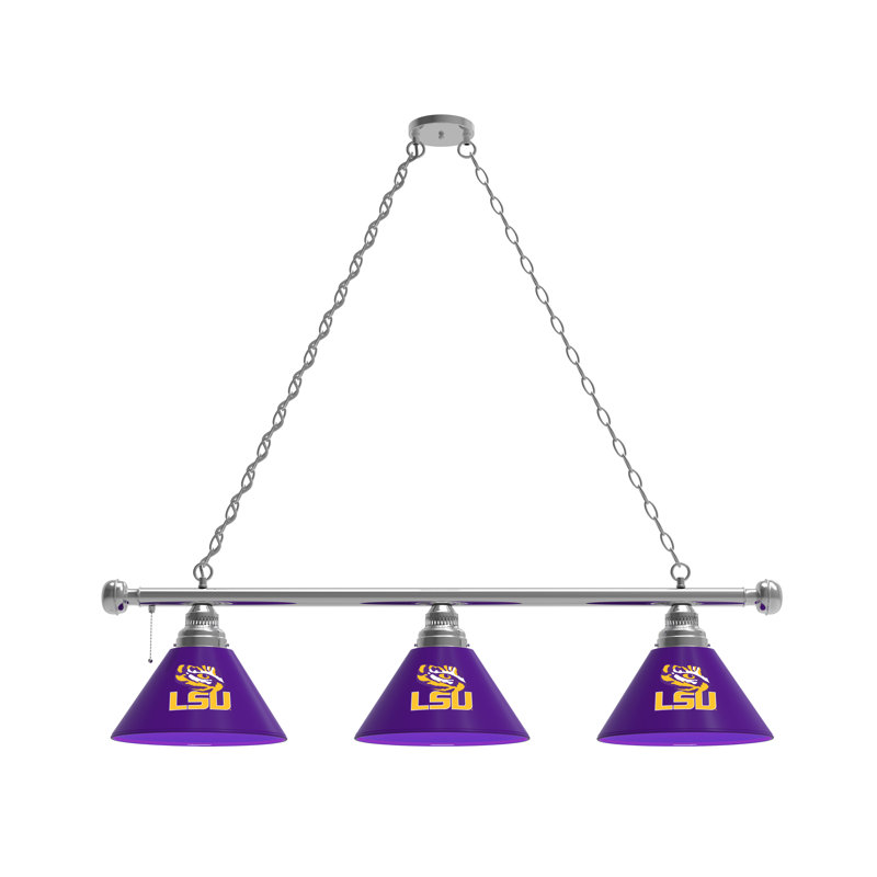 3 - Light Pool Table Lights Pendant, Chrome, LSU Tigers