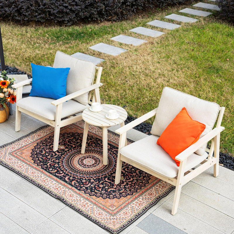 2 - Person Acacia Wood Patio Dining Set with Round Table