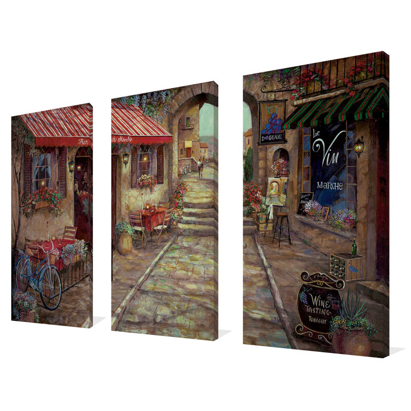 "Bar Du Marche", ensemble de 3 impressions sur toile
