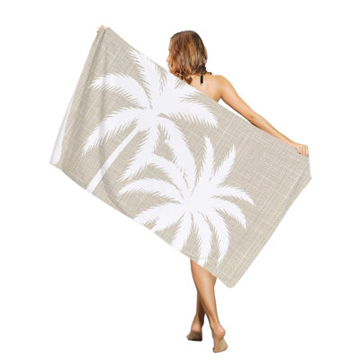 Coastal Palm Tree Retro Linen Beach Towel Oversized Pool Towels,Quick Dry Absorbent Large Beach Blanket Soft Sand Free Bath Towel, 30 x 60 inAnd a canvas bag with the same printed beach towel will be given as a gift