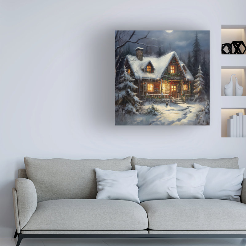 «Seasonal Christmas Cabin», reproduction sur toile, H 14 po x l 14 po x P 2 po