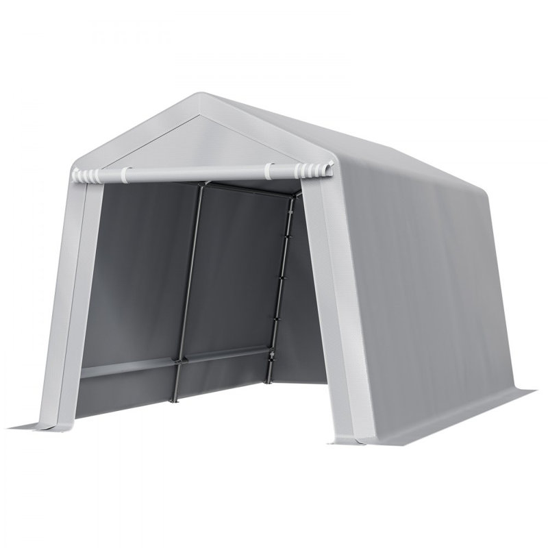 Outdoor Storage Shelter Shed 8x14 ft Waterproof Portable Canopy Carport Tent, Gray, 90" H x 96" W x 168" D