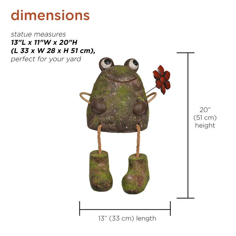 20"H Frog with Flower Garden Statue