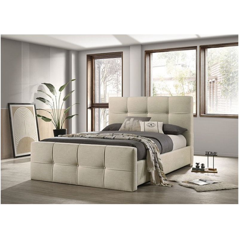 Lit tapissier Kristen, Beige, Très grand