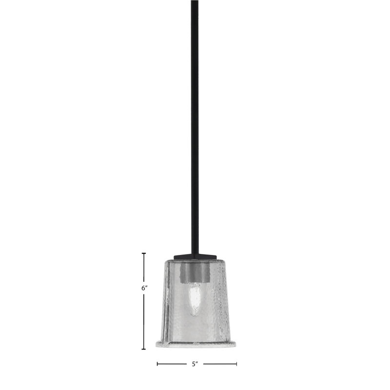 Mini pendentif Arencibia Stem Hung présenté en finition noir mat avec verre fumé bullé de 13,3 cm (5,25 po).