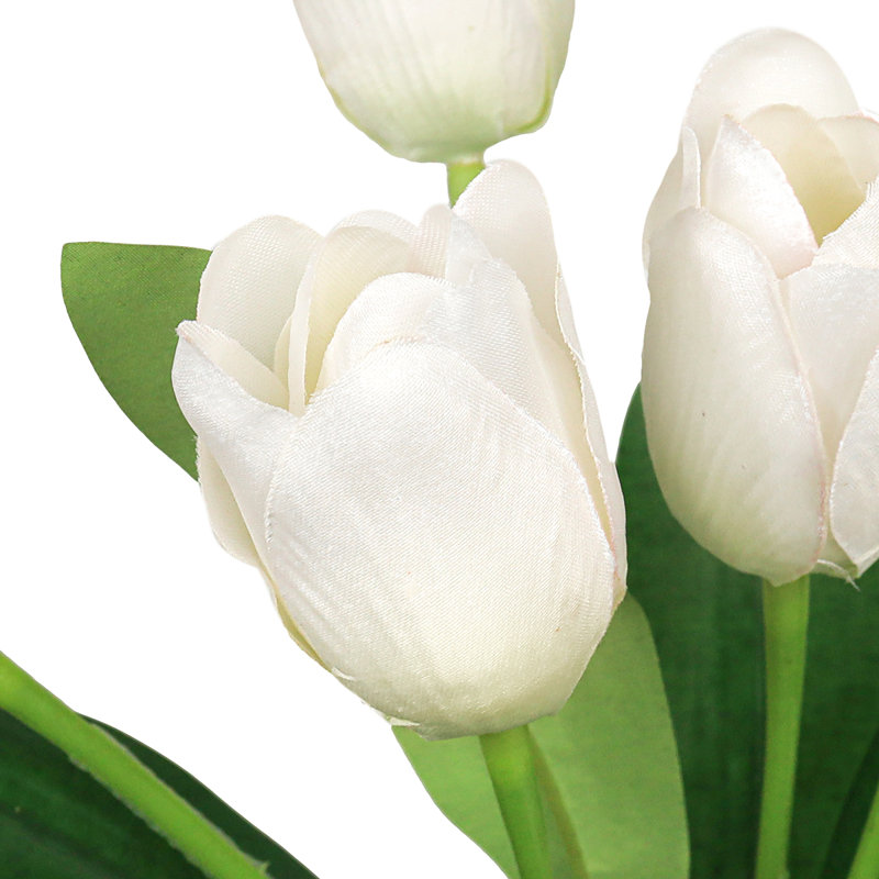 Bouquet de tiges de tulipes artificielles, Blanc, crème