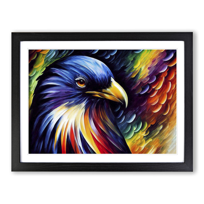 Raven Bird Vol.2 Abstract 1 Piece Single Picture Frame Painting, 34cm H x 46cm W x 2cm D, Black