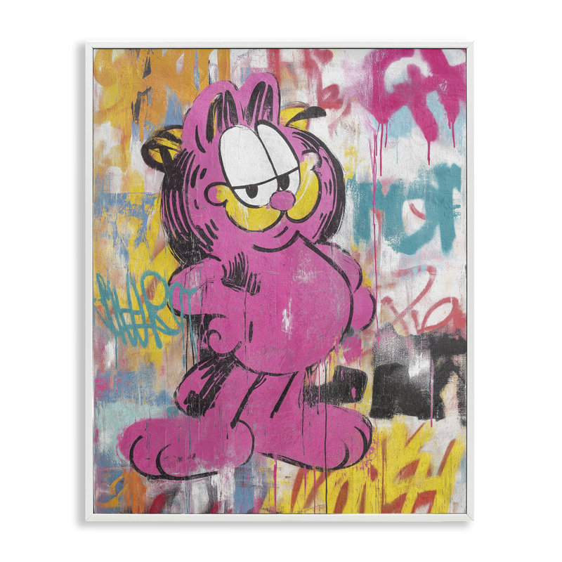 Lazy Cat In City, H 30 po x l 24 po, Giclée encadrée blanc bord de mer