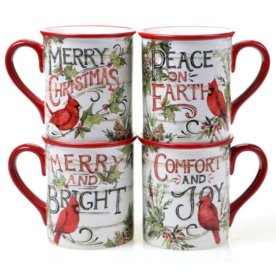 Certified International Evergreen Christmas Set Of 4 Mug