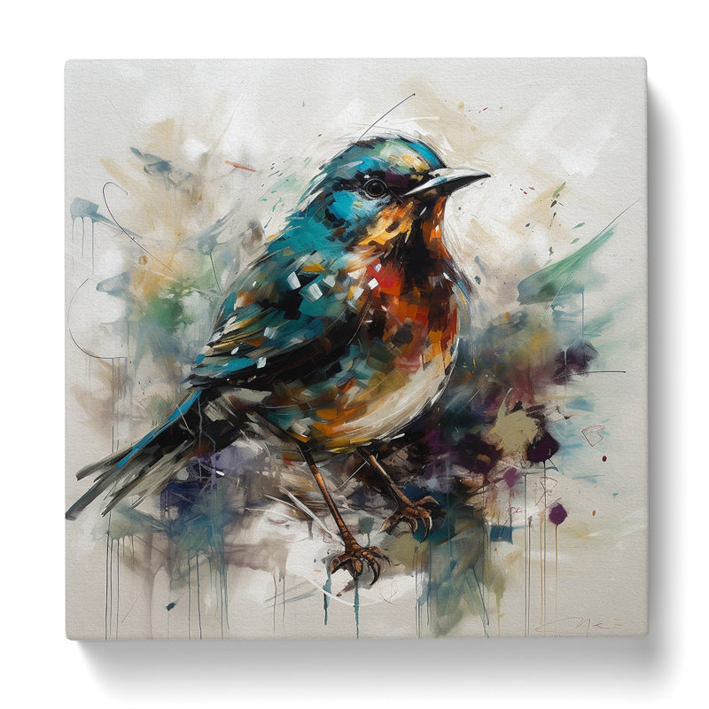 Bird Gestural Art - No Frame Print, 35cm H x 35cm W x 3cm D
