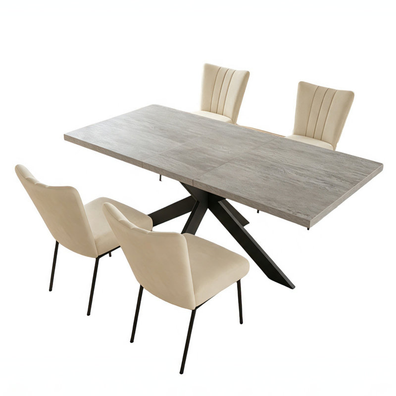Ensemble de salle à manger Bourke Modern Kitchen, table de salle à manger extensible avec chaises rembourrées (1 table et 4 chaises)