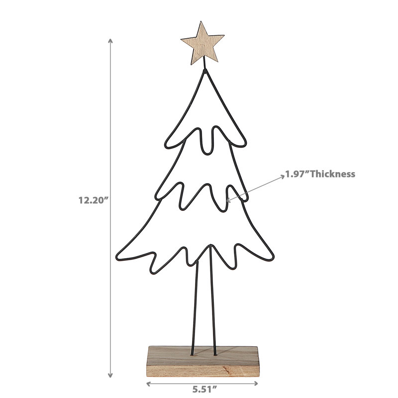 Décoration en fil de fer pin et étoile 12,20 po
