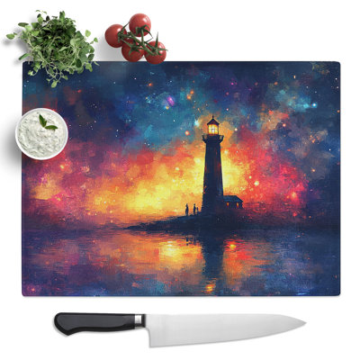 Lighthouse Artwork  Glass Chopping Board