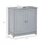 (Sans évier) Armoire de rangement à piédestal, base de meuble-lavabo, armoire de salle de bain sous évier avec découpe en U et tablette interne réglable, gris