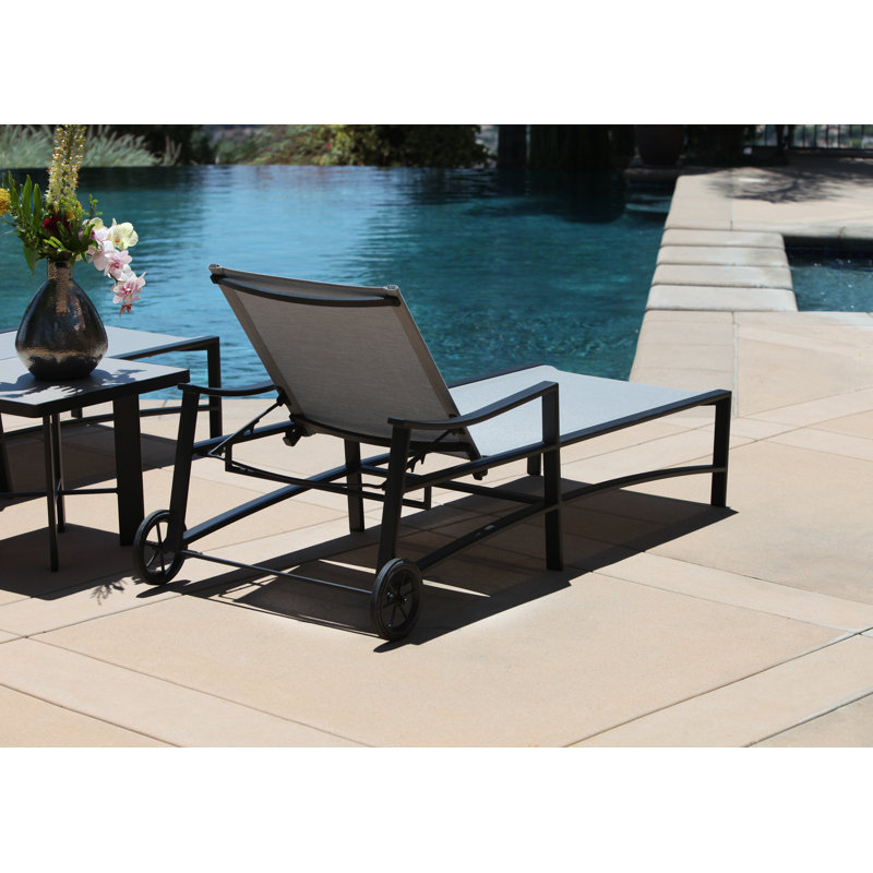 Avana Outdoor Chaise Lounge, Carbon Black, Augustine Fennel