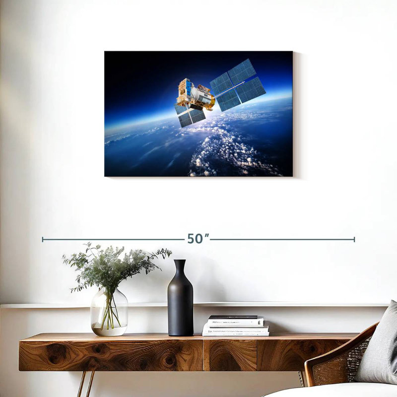 Oberle Satellite Hovering Over Earth, 20" H x 30" W