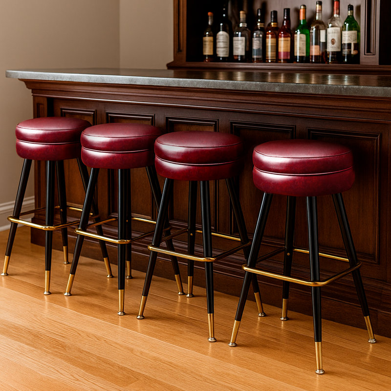 Signature Backless Swivel Bar Stool, Red