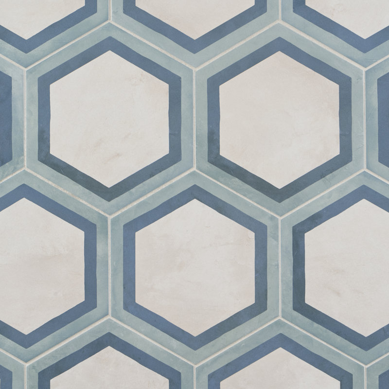 Dash Deco 8.5 in. x 9.84 in. Matte Hexagon Porcelain Floor and Wall Tile (12.66 Sq. Ft. / Case), Ocean Cielo