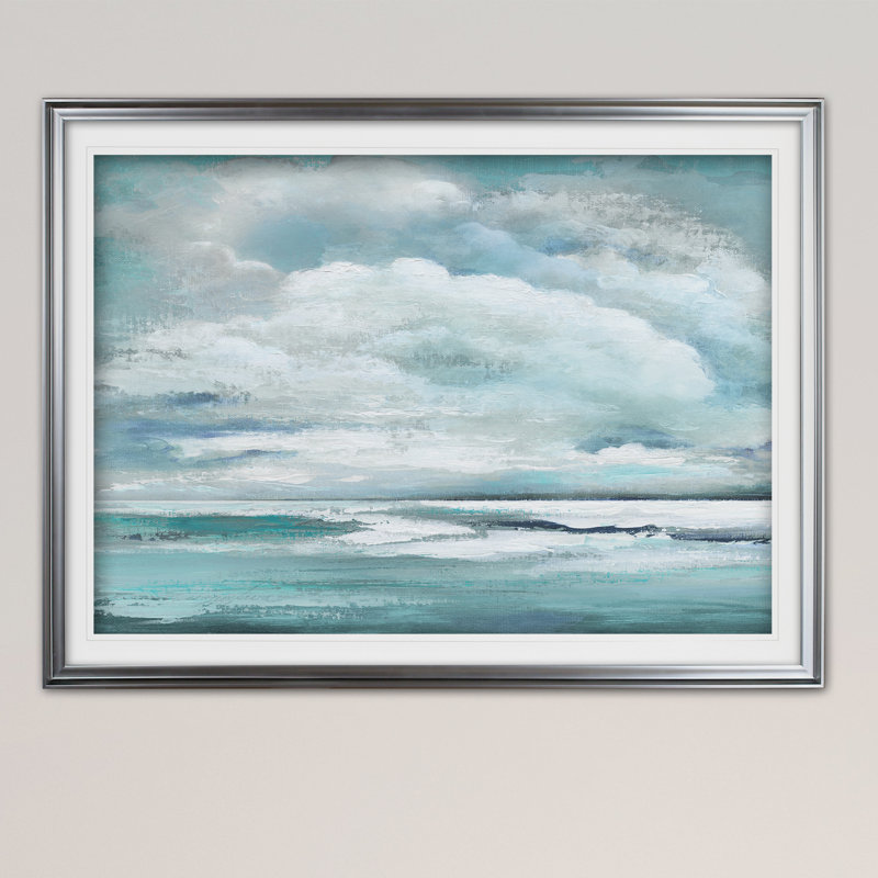 « gonflée clouds », reproduction de peinture à l’acrylique encadrée, Argent, H 30 po x l 40 po x P 1,5 po