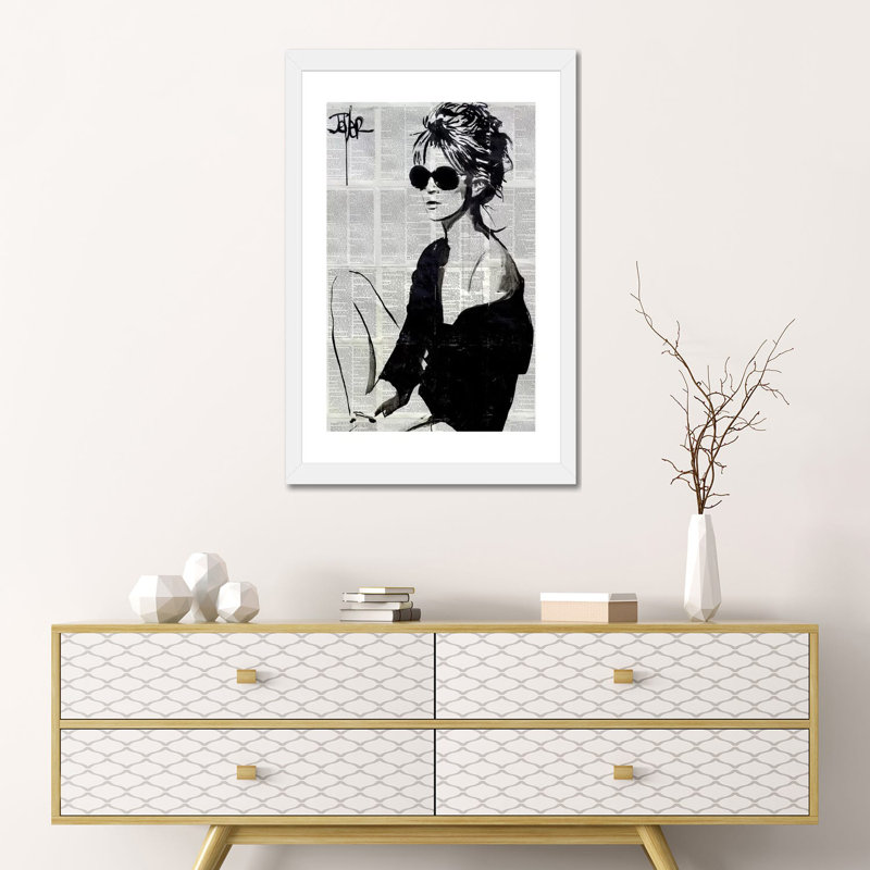 « Summers end » par Loui Jover-impression d’art graphique, H 24 po x l 16 po x P 1 po, Papier encadré blanc, Blanc