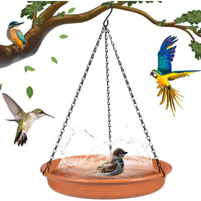 Hanging Bird Bath Hanging Bird Feeder Tray - Outdoor Wildlife Feeder | Birdbath Water Bowl & Food Tray with Easy Hanging Design for Wild Birds, Garden Patio Backyard Outdoor Decoration