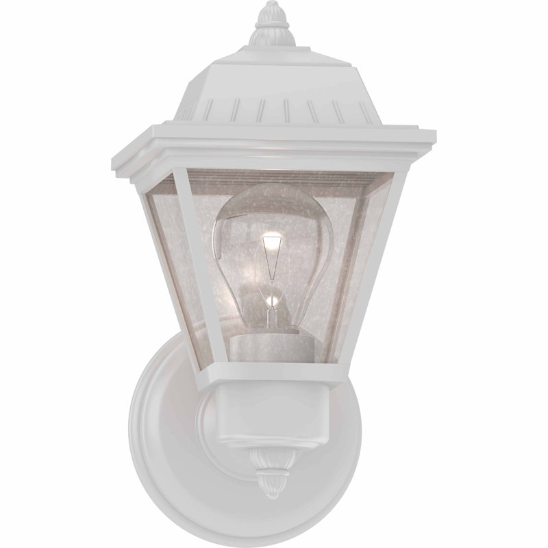  1-Light Outdoor Cast Aluminum White Wall Mount Wall Sconce Wall Lantern with Clear Seedy Glass, White