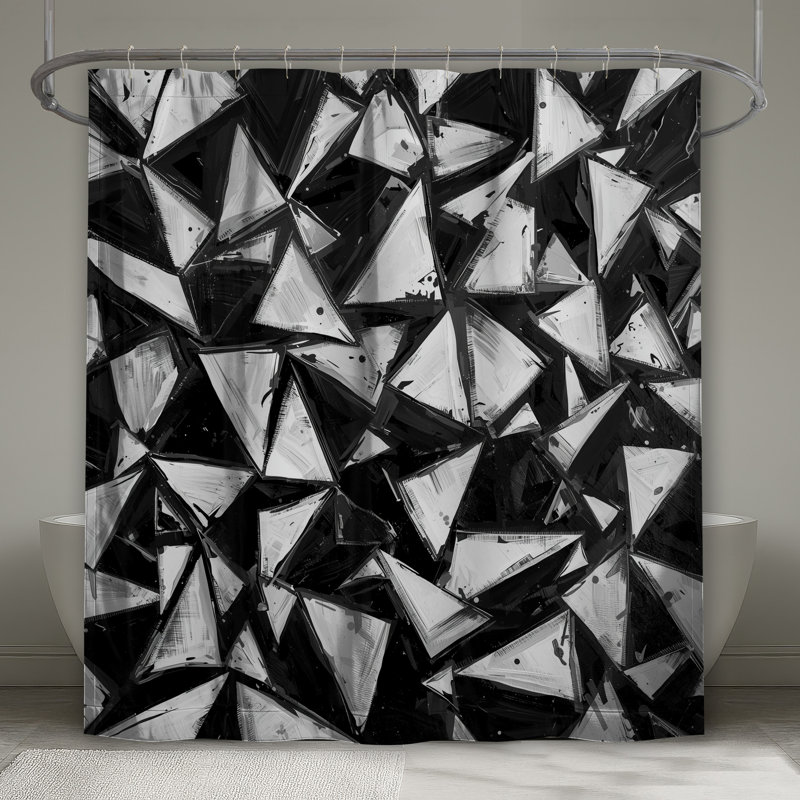 Rideaux de douche abstraits à formes triangulaires très longs, L 70 po x H 84 po