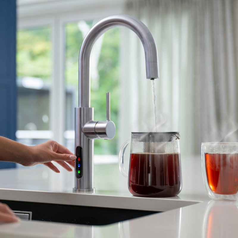 Digital 5-in-1 Sparkling Boiling & Chilled Tap - C-Shape - 2.4 Litre Boiler, Chrome