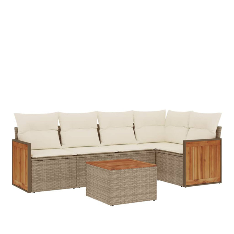  Ensemble de canapé de jardin beige, Blanc, crème, Beige