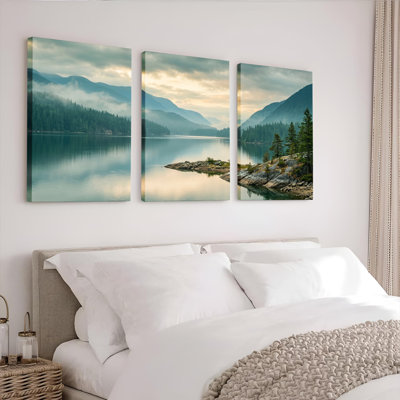 Multi Panel Art Canvas Wrapped Wall Art Oil Painting Print Set Of 3 For Living Room Bedroom Home Decor