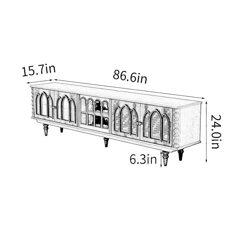 Meuble télé rétro français, 86.6"