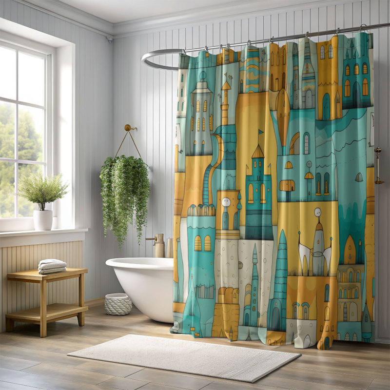 Jazzy City - Rideau de douche Premium, H 74 po x l 71 po