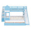 Lit superposé double au-dessus d'un lit double avec 2 tiroirs et 3 glissières - gris-1065843035