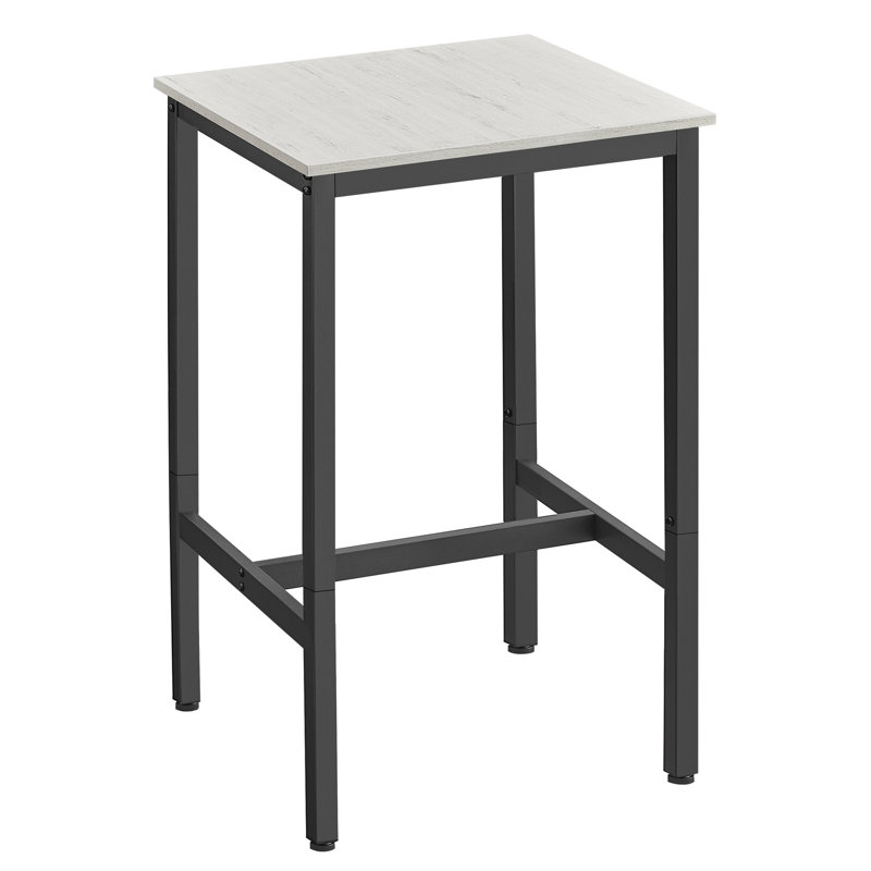 Square Bar Table Steel Frame Easy Assembly Industrial Style for Kitchen Living Room, Vintage White