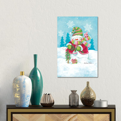 Joyeuses Fêtes, bonhomme de neige, reproduction d'art sur toile tendue