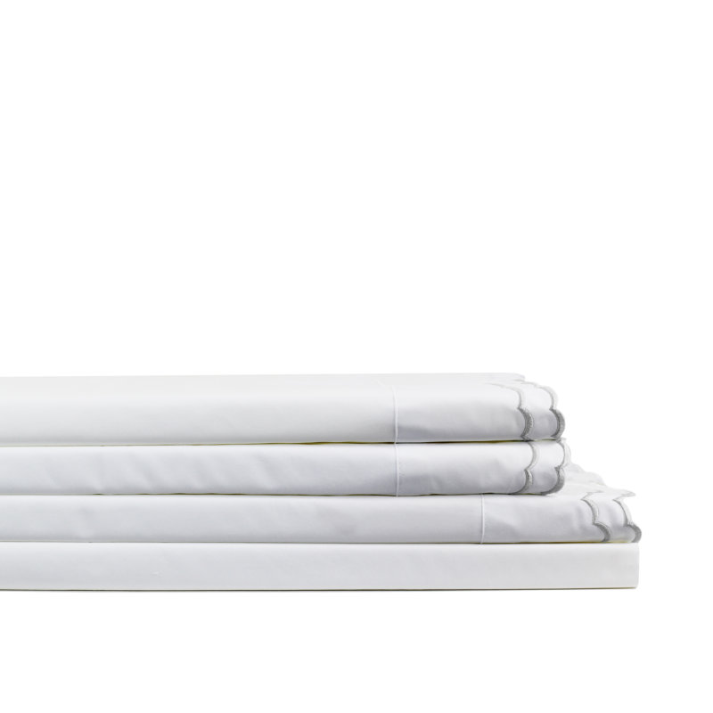 Bara Sheet Set, Gray/White, California King Sheet Set with 2 Pillowcases