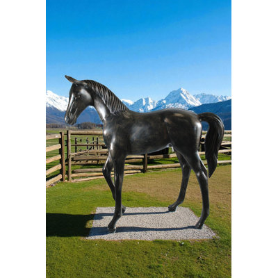 Statue de cheval arabe en aluminium grandeur nature NIFao - sculpture décorative intérieure et extérieure - 50 po x 15 po x 52 po