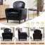 Fauteuil rembourré à dossier large avec pieds en bois massif et finition luxueuse en similicuir-769714141